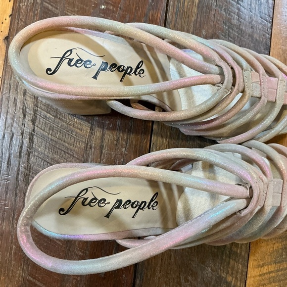 Free People Colette Cinched Heel Sandals Women’s Size  7.5–8) Rainbow Metallic - Picture 14 of 16